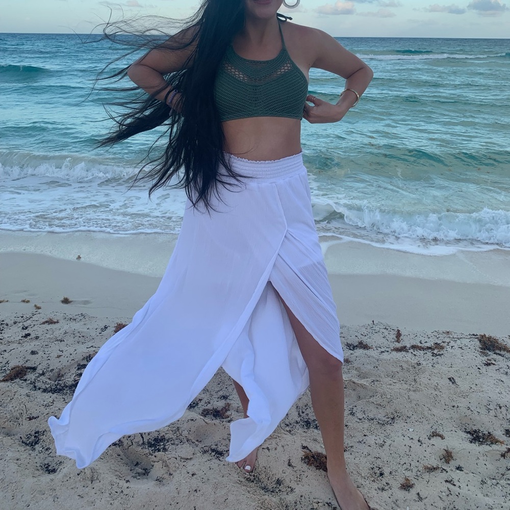white layered maxi skirt